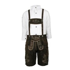 Trachtenset Kinder Lederhose Leo braun Trachtenhose mit Hemd weiß MS-Trachten 	