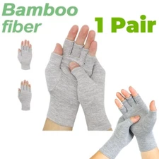 1Pair Bamboo Fiber Compression Gloves for Hand Care Exercise Wrist Brace Support