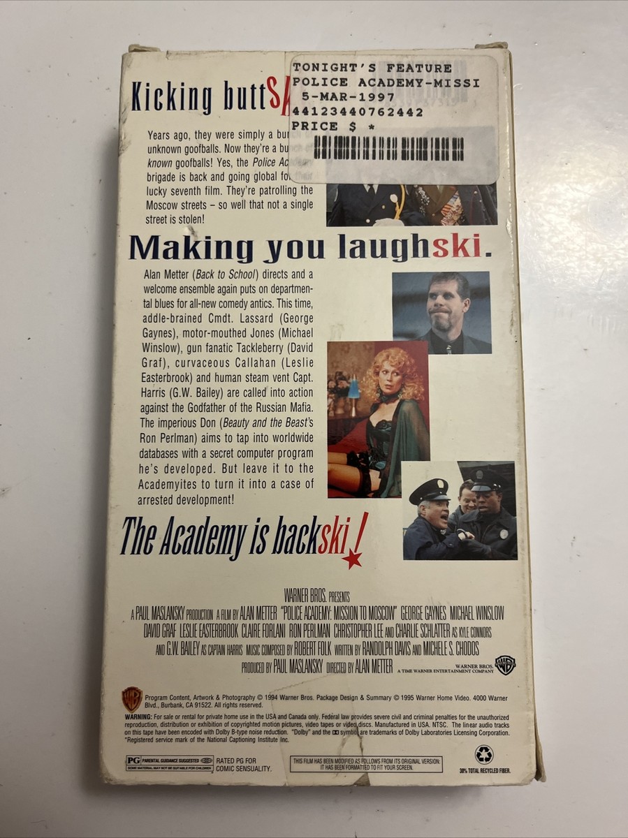 Warner Home Video Police Academy Mission to Moscow VHS Ron