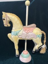 Hand-Painted Wooden Table Top Carousel Horse Signed CB 96