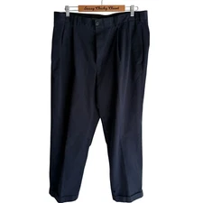 BROOKS BROTHERS 'Elliot' Navy Advantage Cotton Mens Pleated Chinos, 38x30