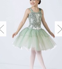 WEISSMAN COMPETITION GREEN DANCE COSTUME LARGE CHILD STYLE 14669