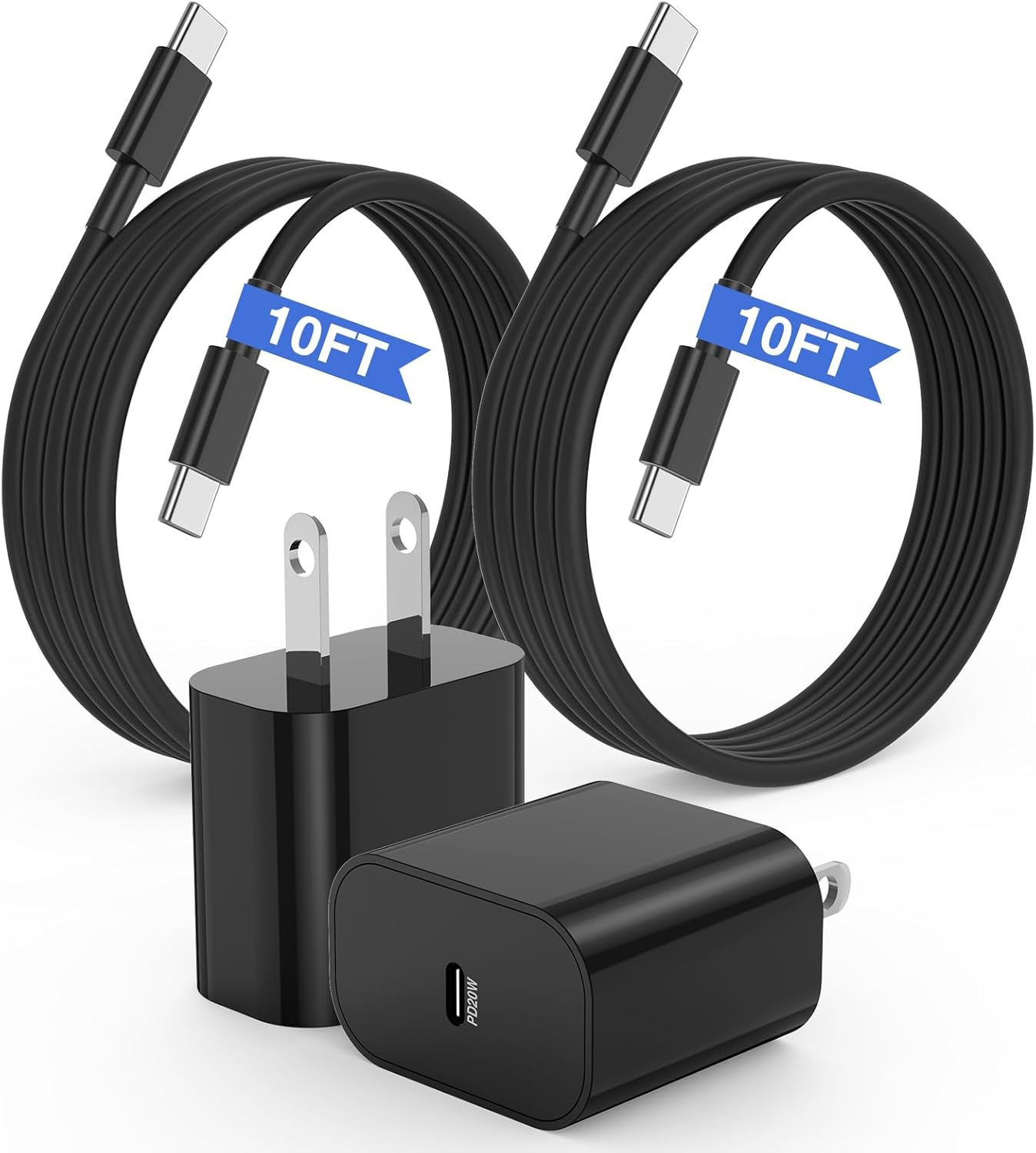 Iphone 15 16 Charger, 20W USB C Fast Charging Block and 10Ft Type C to C Cable C