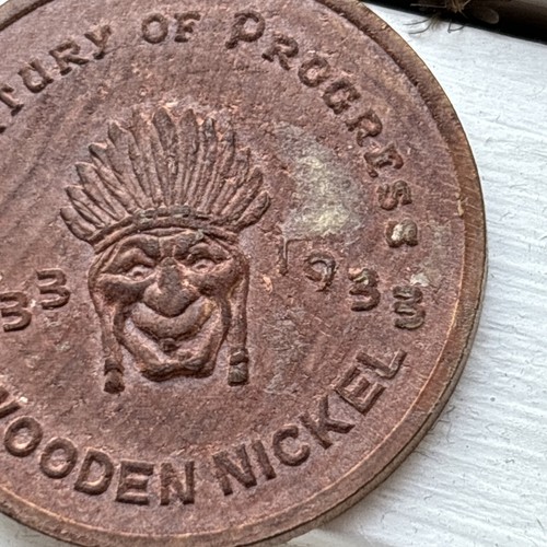 1933 Century Of Progress Exposition - Wooden Nickel - Chicago, IL RARE - Picture 6 of 10