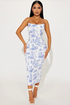 Fashion Nova Tianna Sequin Midi Dress White/Blue Size XL | eBay UK