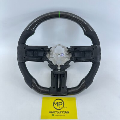 Green line Real Carbon fiber Steering Wheel Fit For Mustang GT 2010 2011 -2014