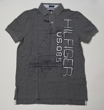 Tommy Hilfiger Men's Custom Fit Graphic Polo Shirt-Gray-XS