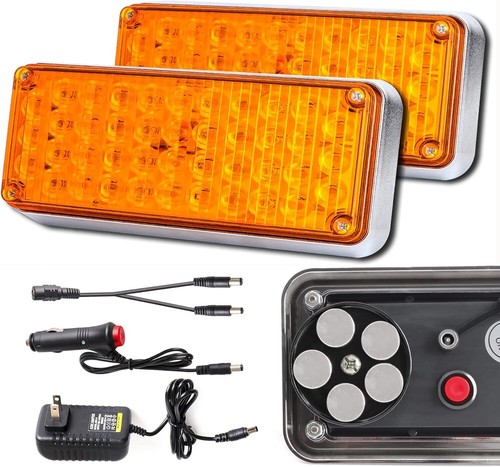 Upgraded 2pcs Wireless Magnetic Amber Beacon Lights - Rechargeable LED Warning - Picture 3 of 9