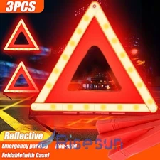 3PCS Car Warning Triangle DOT Approved HEAVY DUTY Reflective Safety Roadside Kit
