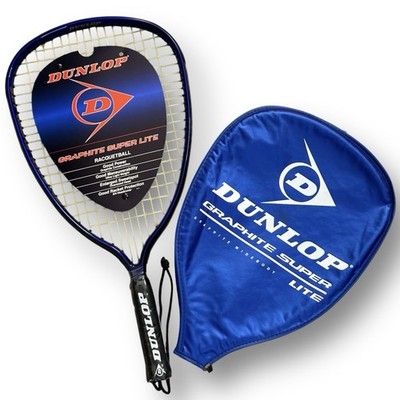 Dunlop Graphite Super Lite Racquetball Racket Widebody Ultra Light Blue Zip Case