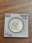 1858 Seated Liberty Quarter Gem BU Uncirculated MS+ US 25c Type Coin (Raw16506)