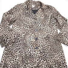 Chico's Leopard Print Jacket Size 3 Lightweight Polyester Button Front
