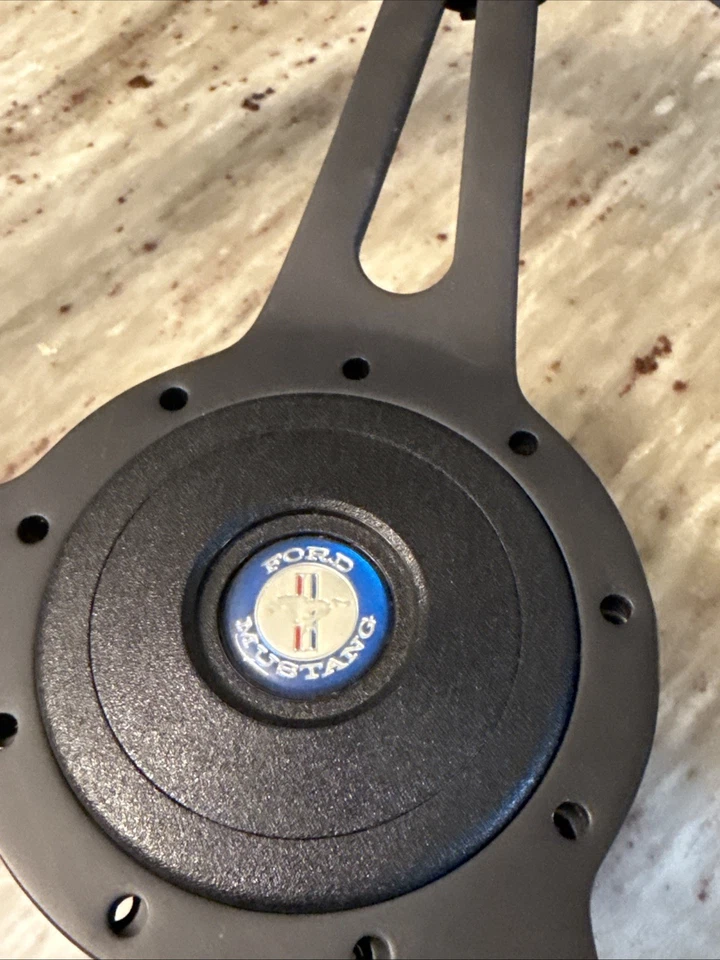 1968-78 Ford Mustang 9-Bolt Black Leather Steering Wheel Kit Pony NOS Horn Kit - Image 3 of 4