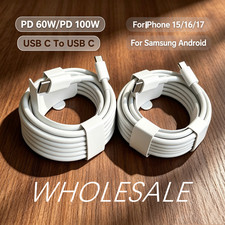 Bulk Lot Type USB-C to USB-C Cable 60W/100W Fast Charging PD Cord Rapid Charger