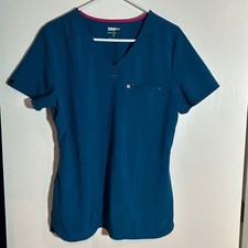 Scrubstar Women's Teal Blue V-Neck Scrub Top Size Medium
