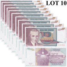 Yugoslavia 5000000 Dinara 1993 P 121 UNC 1/10 Bundle Lot 10 pcs