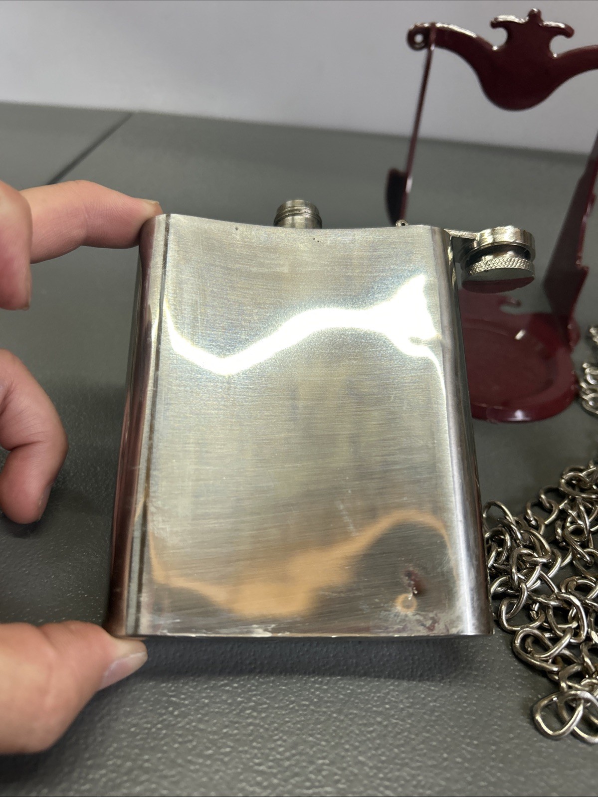 7 oz Stainless Steel Hip Flask With Cap Alcohol Metal With Shoulder Strap Holder