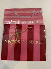 Set of 4 MEDIUM Glossy Victoria  s Secret Retail Gift Shopping Bags Striped Pink