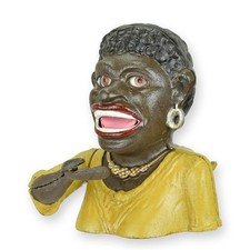 Gusseisen Spardose „Black Lady“ Eisen Figur Skulptur mechanische Bank