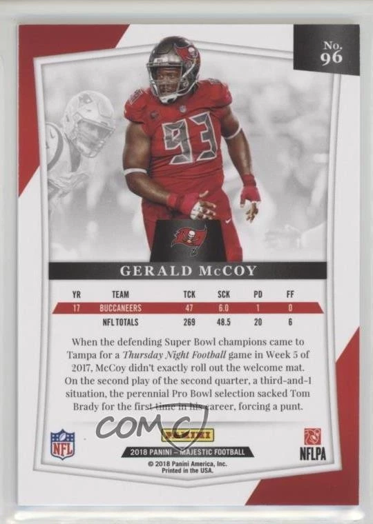 2018 Panini Majestic /75 Gerald McCoy #96 - Image 2 of 2