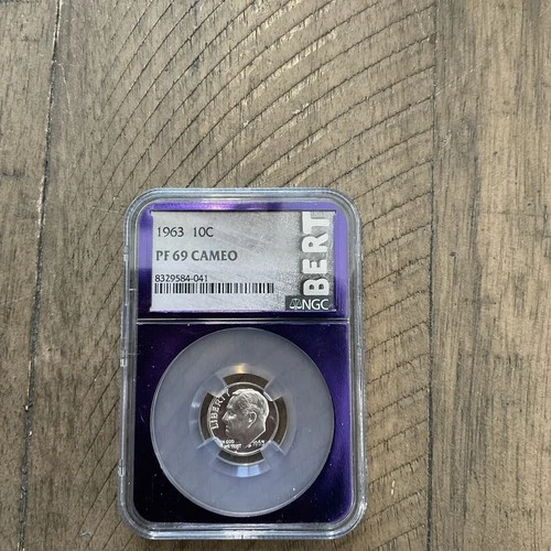 1963 Roosevelt Dime 10C NGC PF 69 Cameo Custom Chase Bert Purple Core