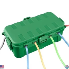 QUOBAS Outdoor Waterproof Electrical Box, 6 Cable Ports, Green Heavy-Duty Cover
