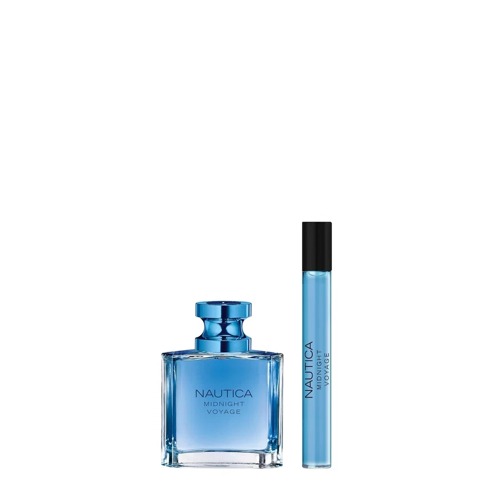 Conjunto de presente Nautica Midnight Voyage, 1,6 oz Eau de Toilette + 0,33 fl oz caneta spray, notas de rosa - Imagem 2 de 4
