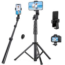 70" Tripod with Remote  Holder, Portable Cell Stand, Selfie Stick for Video ...
