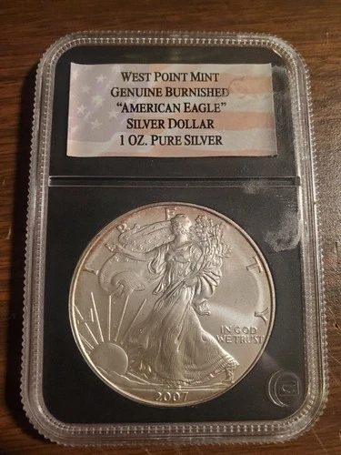 2007-West Point BURNISHED AMERICAN SILVER EAGLE COIN 1 oz silver