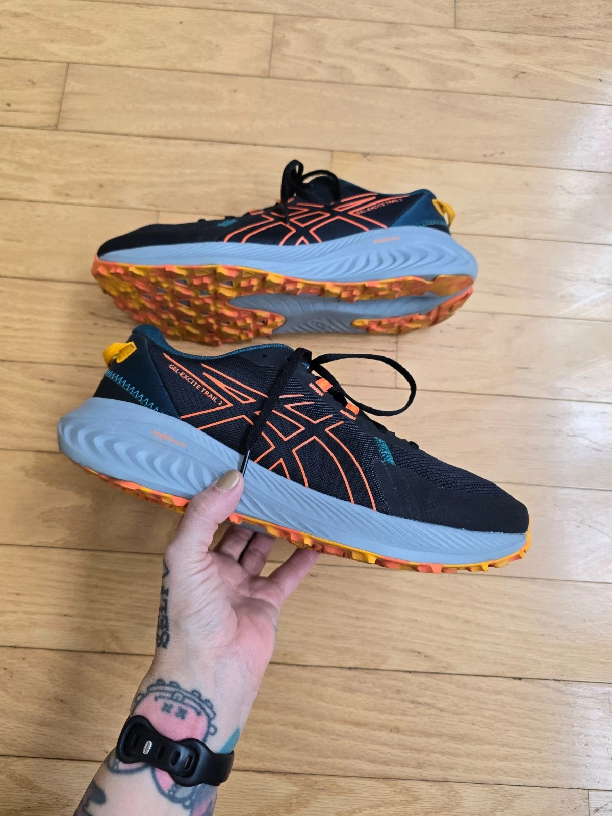 Asics | Gel-Excite Trail 2 black orange gorpcore running sneakers | MENS 10