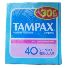 Vintage 1980s TAMPAX Tampons Regular - Movie Prop- Pack of 40