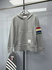 Thom Browne Autumn Men's Zipper Hoodie Sweater Casual Color Four-bar Jacket