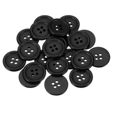 22 Pcs Resin Round Buttons for Craft, 4 Holes Sewing Snaps, Black (20mm)