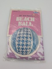 Vtg Purple Houndstooth Beach Ball Paradise 20 Vinyl Inflatable Pool Retro Decor