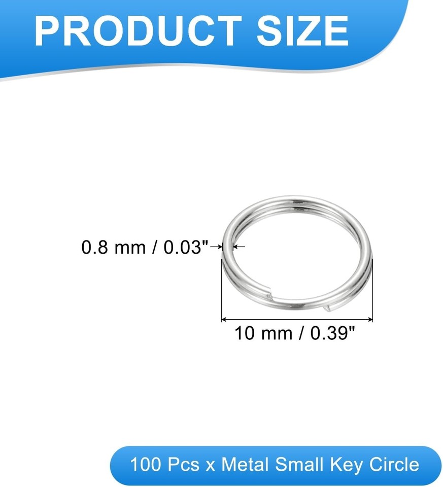 PATIKIL Round Split Ring, 100 Pcs 10mm Small Split Rings with Double ...