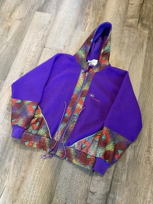 VTG Rossignol Purple Multi Color Ski Zip Fleece Jacket Men s Large 90s Sample