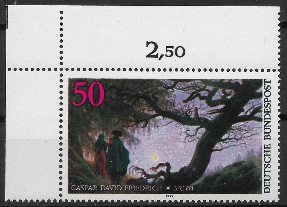 Bund 1974 ** Mi 815 Caspar David Friedrich vom Eckrand Ecke oben links 02671D - Bild 1 von 1