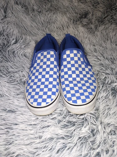 Scarpe da ginnastica grandi per bambini Vans Asher classiche blu a scacchiera taglia 7 anni