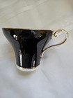 Vintage Aynsley 2225 Black Gold Teacup Saucer Pink Rose Bone China England — photo 5