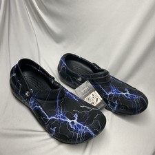 Crocs Bistro Graphic Clog Black Blue Lightning Bolt Slip Resistant Clogs Men 11