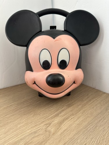Disney MICKEY MOUSE Kopf Kunststoff Brotdose Vintage Aladdin Industries ohne Thermoskanne