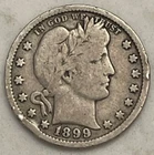 1899 P Barber Quarter - 90% Silver