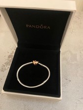 Pandora Moments Snake Rose Heart Clasp Silver Charm Bracelet 20cm