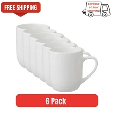 6 Pack White Mugs Blank 12oz Glazed  White Coffee Tea Mug For Arts Crafts 