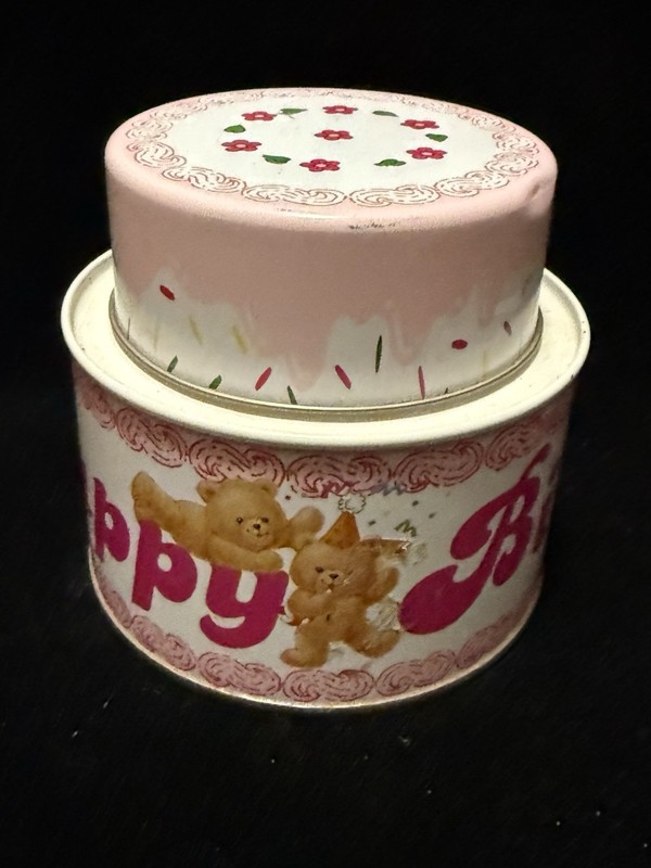 Vintage Birthday Cake Tin Container By Russ