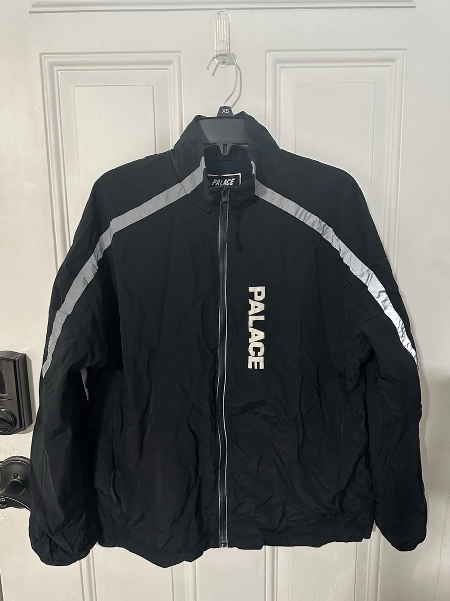 Palace Men's Black Gray Windbreaker Jacket Zip Reflective Stripes