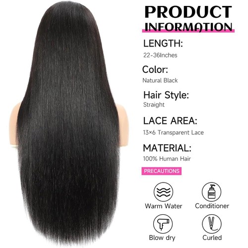 30 Inch 13x6 Lace Front Wigs Human Hair 200 Density 13x6 HD Transparent Lace ... - Picture 4 of 7