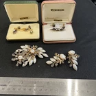 N Lot Blue Clip Earrings Necklaces Costume Jewelry Vintage Aurora Opal Silver￼