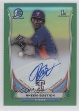 2014 Bowman Chrome Prospect Green Refractor 13/75 Akeem Bostick Auto 7i2