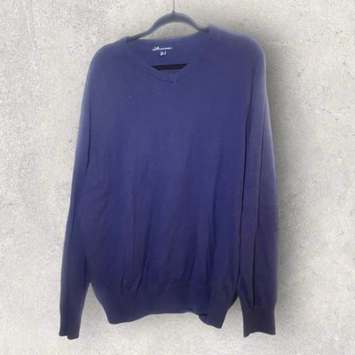 John Ashford Sweater Size XXL Blue V Neck 100% Cotton Men s Pullover